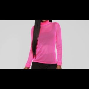 Neon pink Mesh shirt.